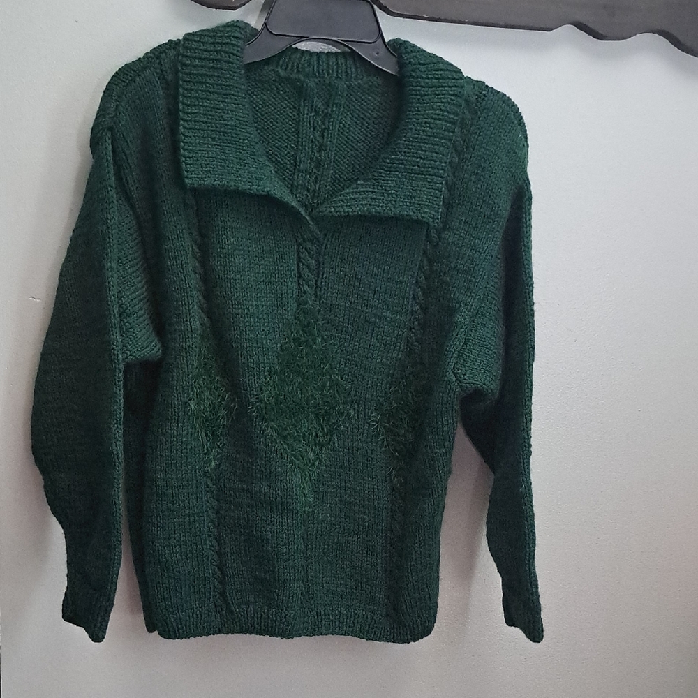 Chunky Soft Knit Elegant Green Women's Sweater